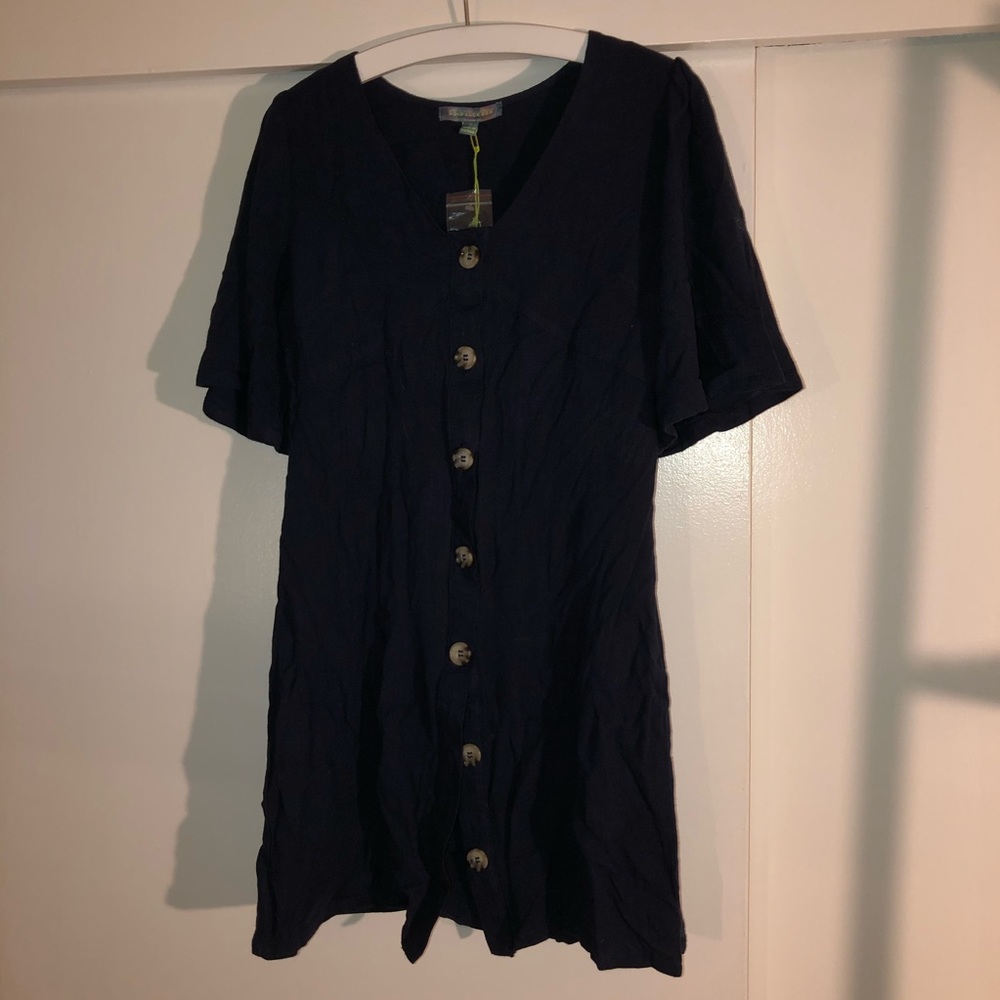NAVY BUTTON DOWN GOOD LUCK GEM NWT DRESS - Picture 5 of 6